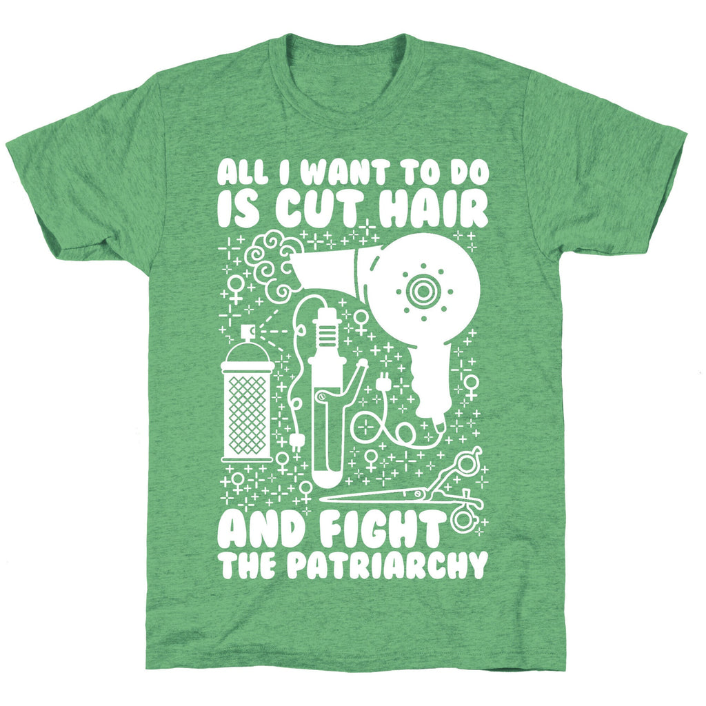 All I Want to Do is Cut Hair and Fight the Patriarchy Unisex Triblend Tee Hoodie, Sweatshirt | PureTeeCo.com (Image 2)