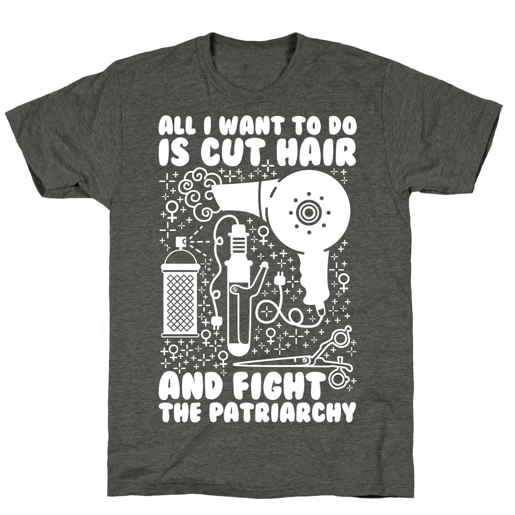 All I Want to Do is Cut Hair and Fight the Patriarchy Unisex Triblend Tee Hoodie, Sweatshirt | PureTeeCo.com (Image 3)