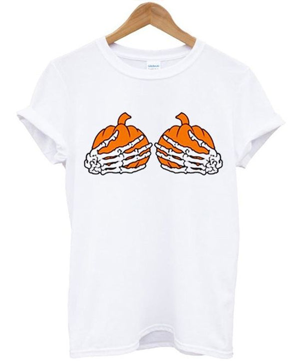pumpkin boobs skeleton t-shirt Hoodie, Sweatshirt | PureTeeCo.com