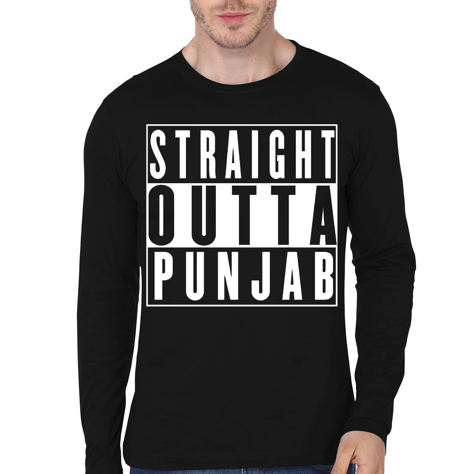Straight Outta Punjab Black Full Sleeve T-Shirt Hoodie, Sweatshirt | PureTeeCo.com