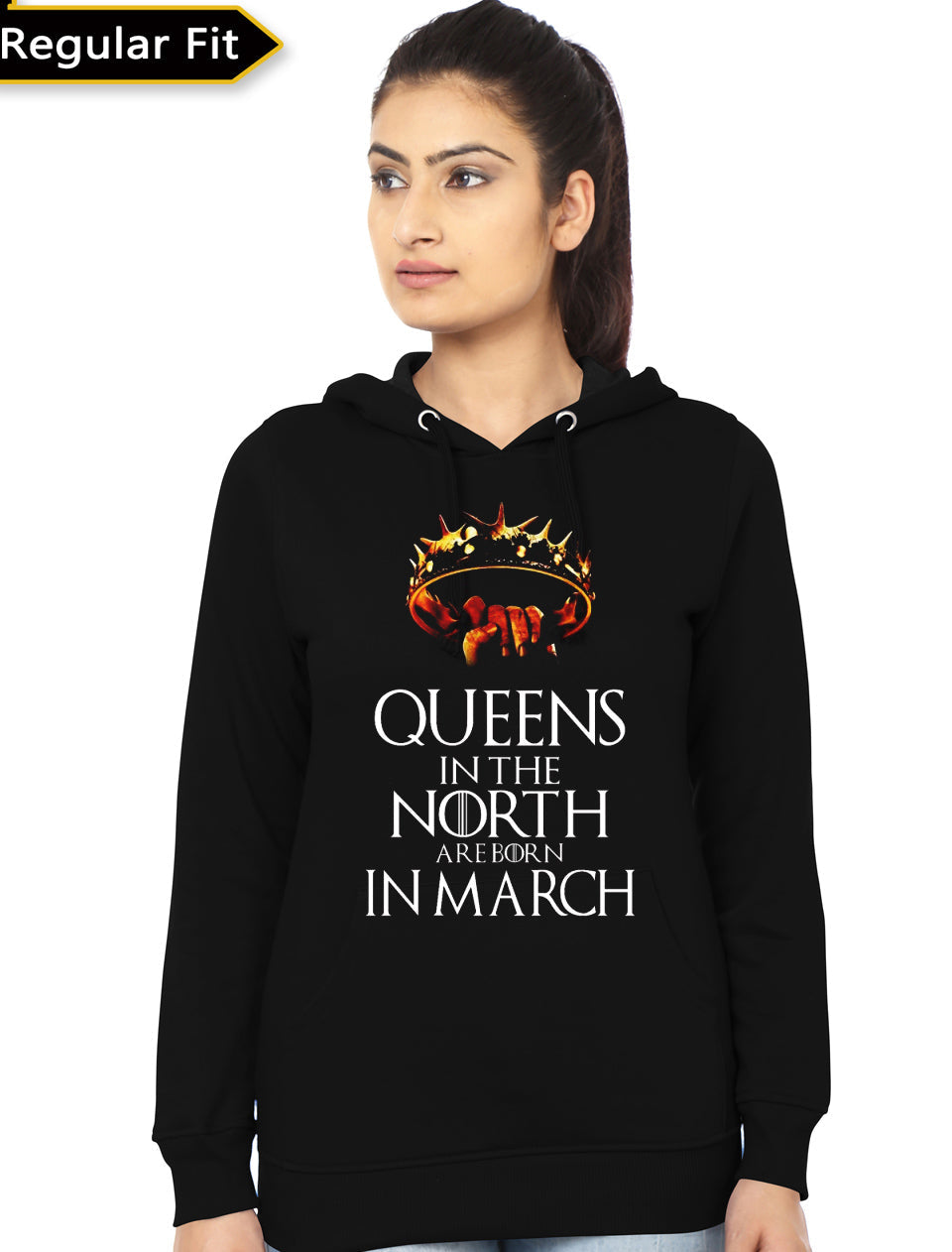 Queens Are Born In March Girlâ€™s Black Hoodie