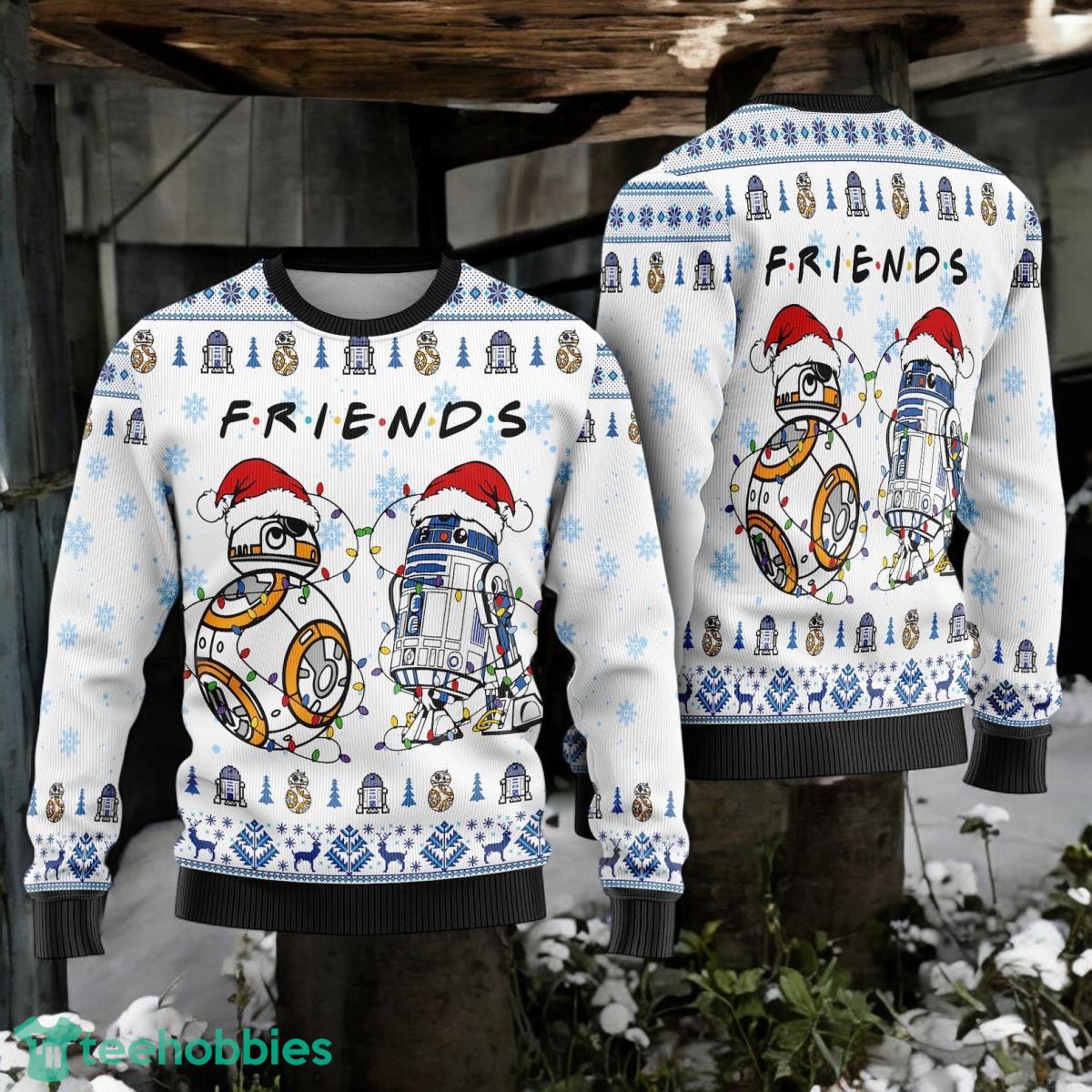 R2-D2 And BB-8 Friends Ugly Christmas Sweater Droids Christmas 3D Ugly Sweater For Men And Women