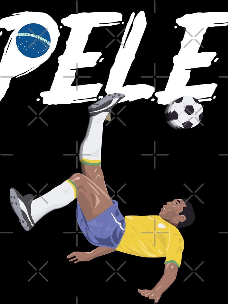Bicycle Kick - Pele - SOCCER FOOTBALL - BRAZIL - WHITE TEXT version 2 by AMGraphicStudio