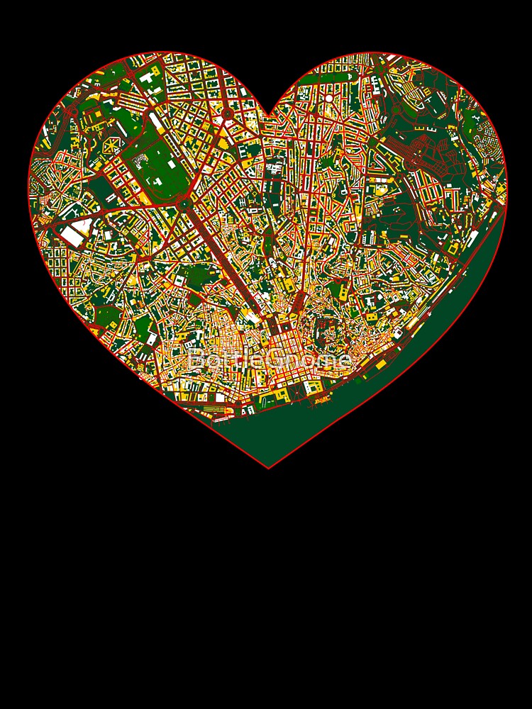 Lisbon Heart Map – Portuguese Football Inspired City Art by BottleGnome