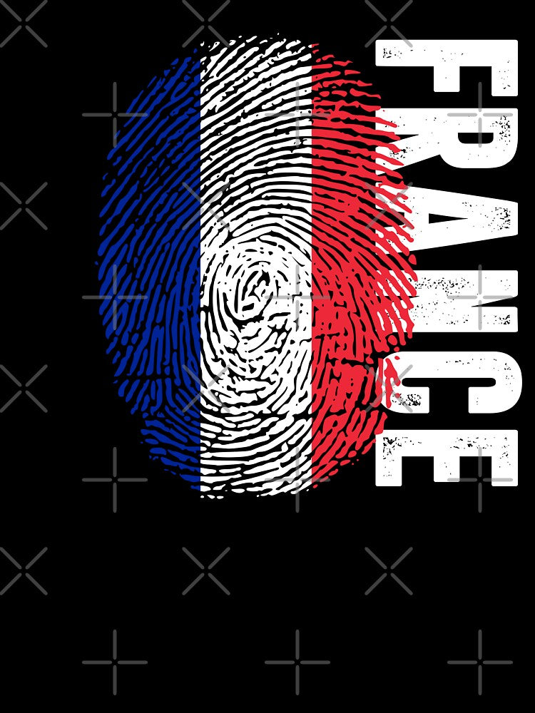 France Flag Fingerprint DNA French by PartyShirts1