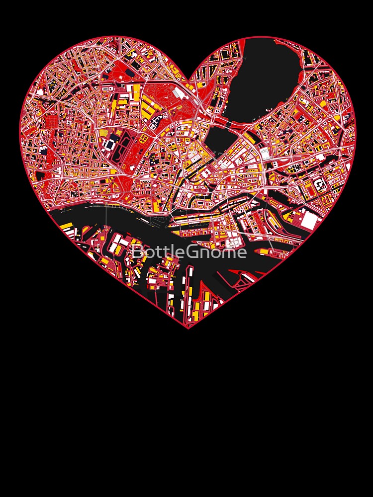Hamburg Heart Map – German Football Inspired City Art by BottleGnome