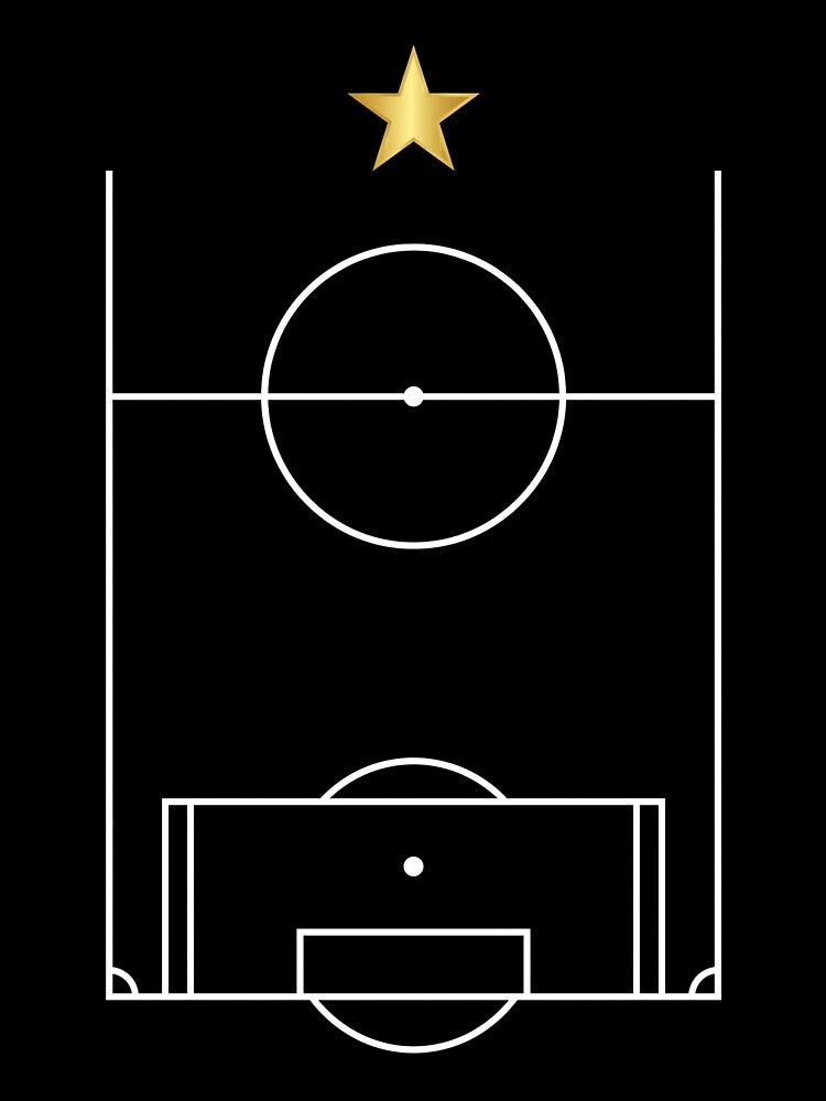 Minimalist Soccer Pitch Gold Star Champion Line Art by TeNovaStudio