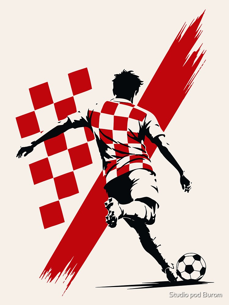 Croatia Football Sprint Minimalist Print by Studio pod Burom