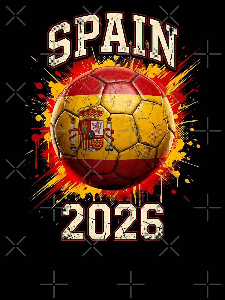 Spain 2026 Soccer - Paint Splash Flag Ball by Imaginationbeyond