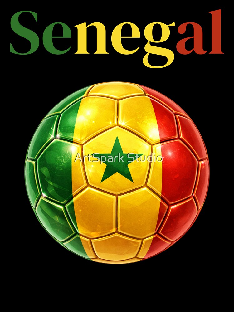 Senegal Soccer Ball Green Yellow Red Football Design African Flag Sports Fan Gift by ArtSpark Studio