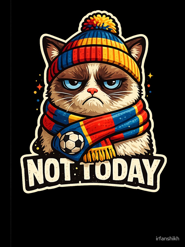 Not Today Grumpy Cat Soccer Scarf Hat – Funny Football Fan Humor Art | Soccer Cat Gift by irfanshikh