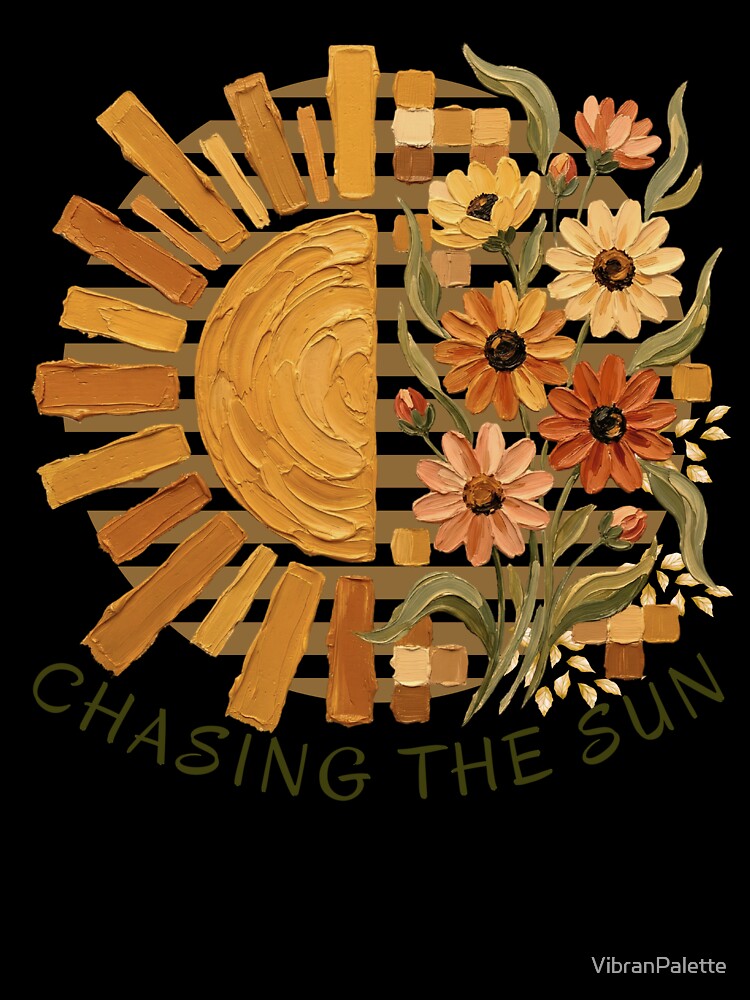Chasing the Sun Boho Sunflower Impasto Art by VibranPalette