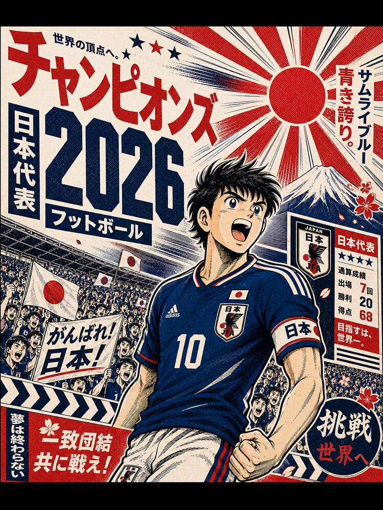 Champions 2026 Football Manga Vintage Soccer Poster T-Shirt by zumerdiego