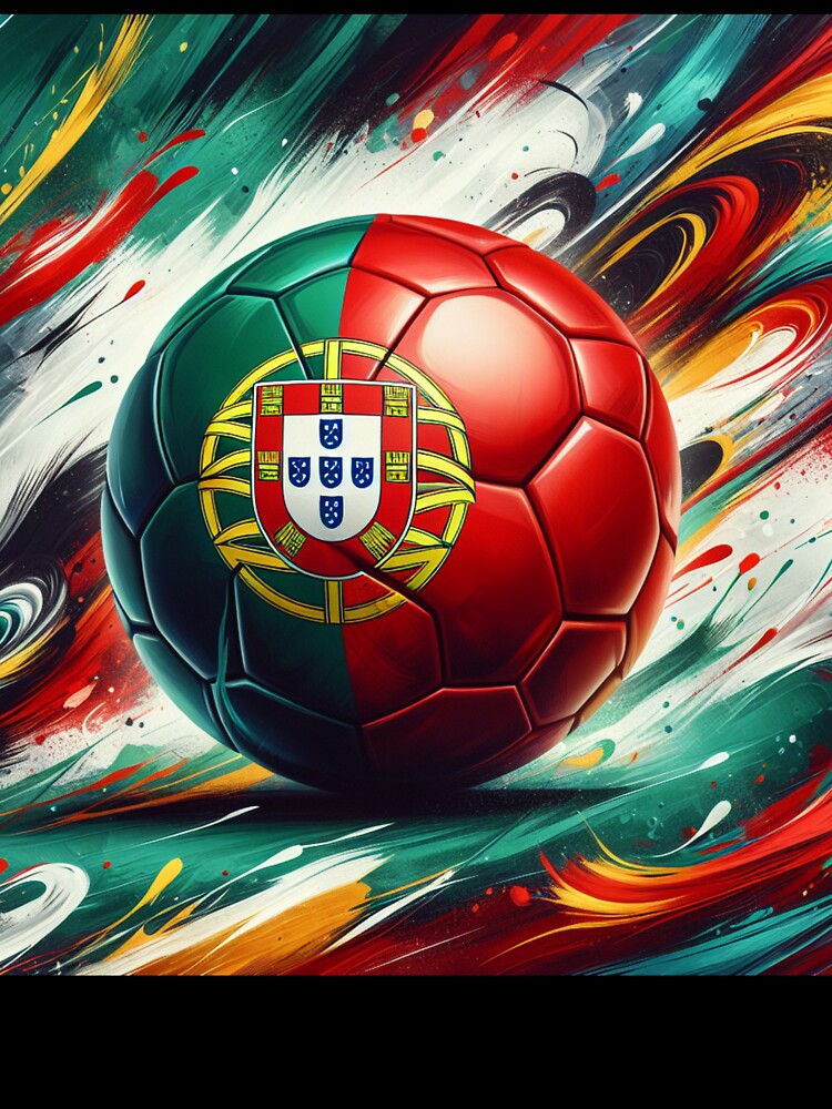 Portugal Soccer Ball Art Dynamic Football Painting with Portuguese Flag Colors by ssmg80