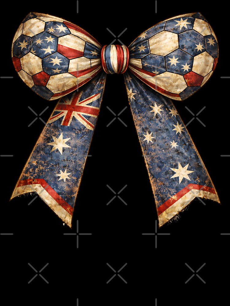 Australia Patriotic Coquette Soccer Bow Vintage Ribbon – Football Fan Country Pride by MuniraWearify