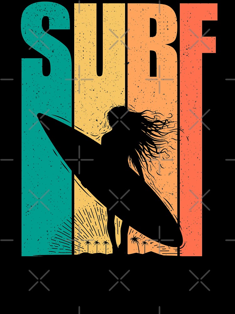 Retro Surfing Design Women Surf by Vasyl  Chernovol