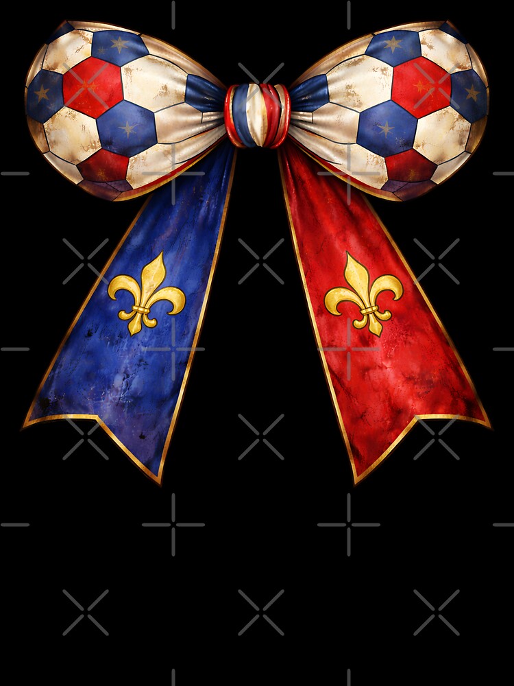 France Flag Patterned Patriotic Coquette Vintage Soccer Bow by MuniraWearify