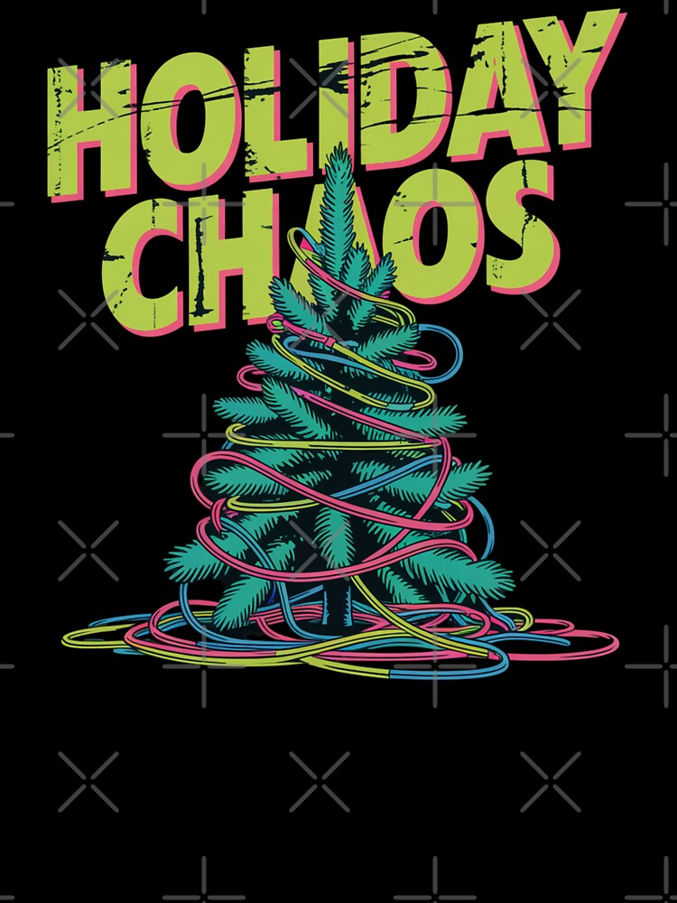 Holiday Chaos Distressed Christmas Tree Neon Grunge Humor by chattsuede