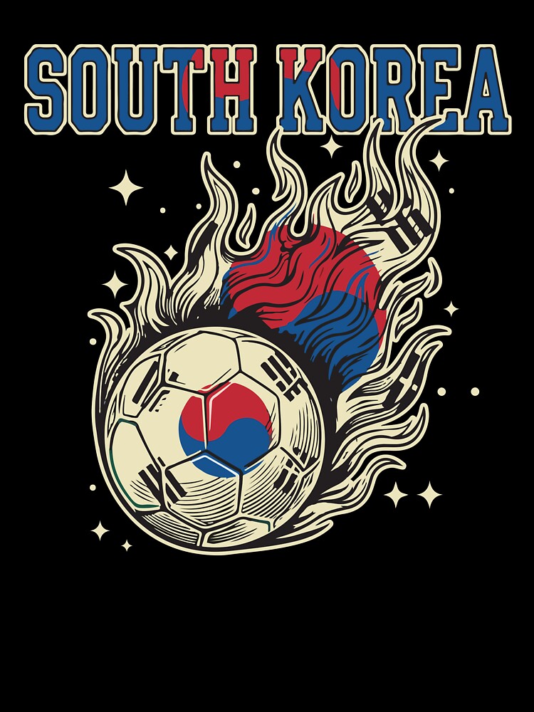 South Korea Soccer Flaming Ball Retro Football Fan Art by BrownHorse90s