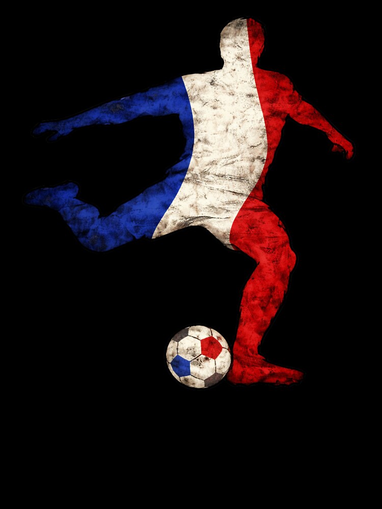 French Football Player Soccer Silhouette France Flag by LintonGriffin