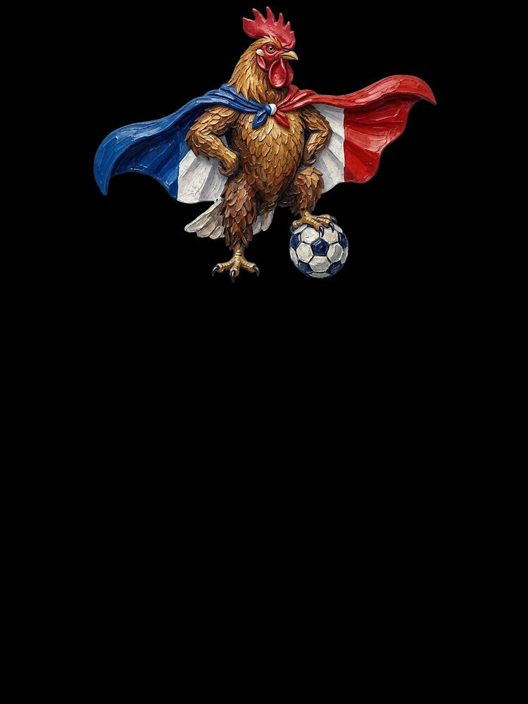 France Soccer Superhero Rooster Impasto Flag Art by EvrmoodCo
