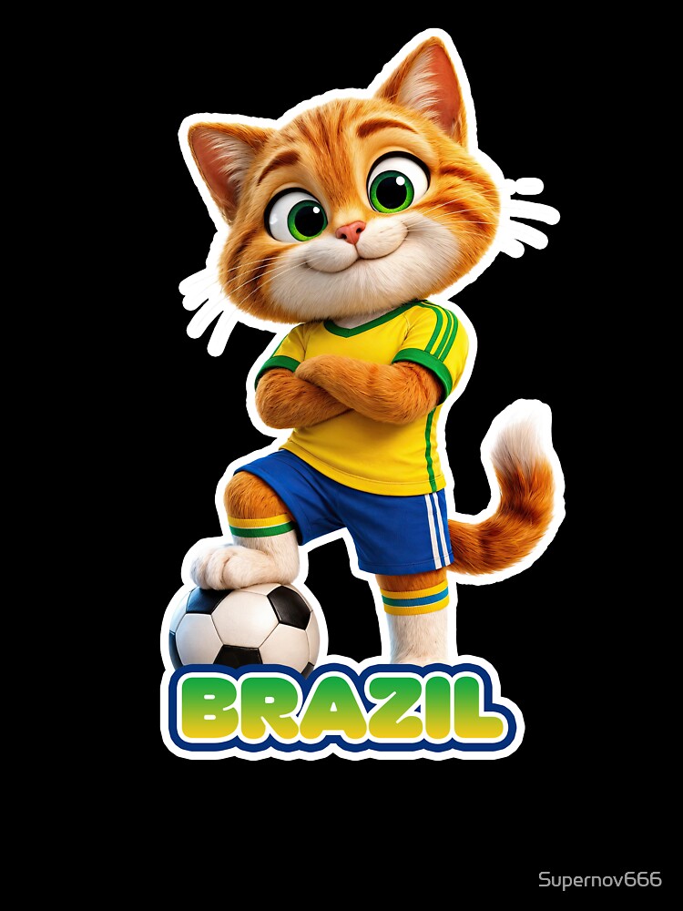 Sticker - Decal - Brazil Cat Soccer Spirit by ForeverPrintsOK