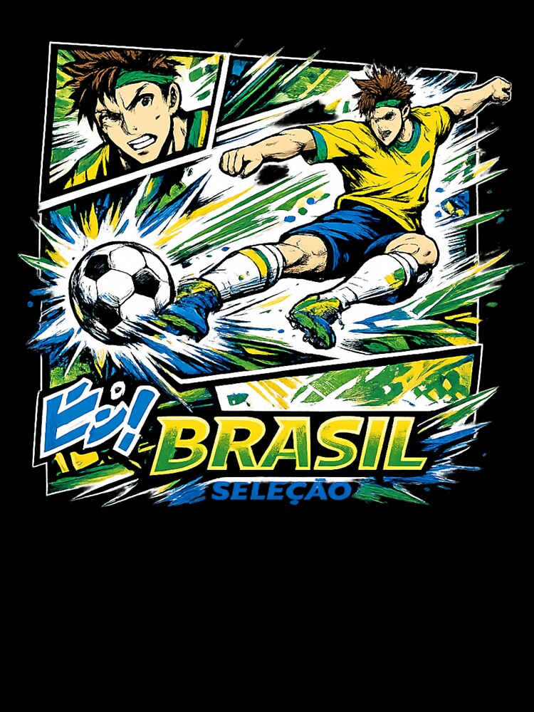 Brazil Soccer Manga Kick Graphic | Brasil Seleção Streetwear Football Anime Design by JonelCrafts