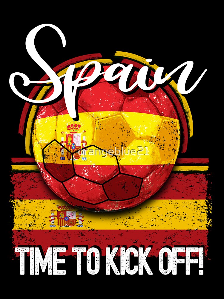 Spain Football Time to Kick Off, Vintage Soccer Ball by orangeblue21