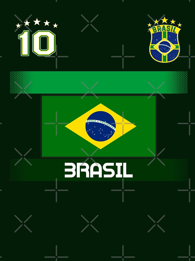 Brazil Soccer Shirt with Flag, Shield and Number 10 by fermo