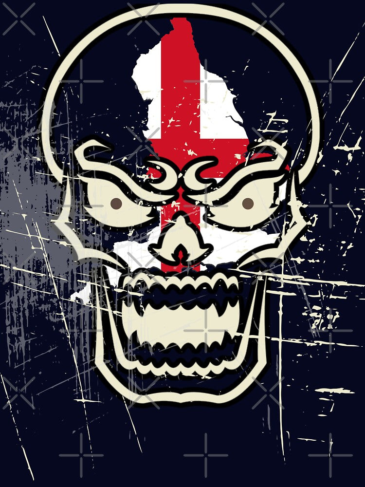 St George Cross Skull – England Flag Gothic Rebel Design by SKULLARTISTRY