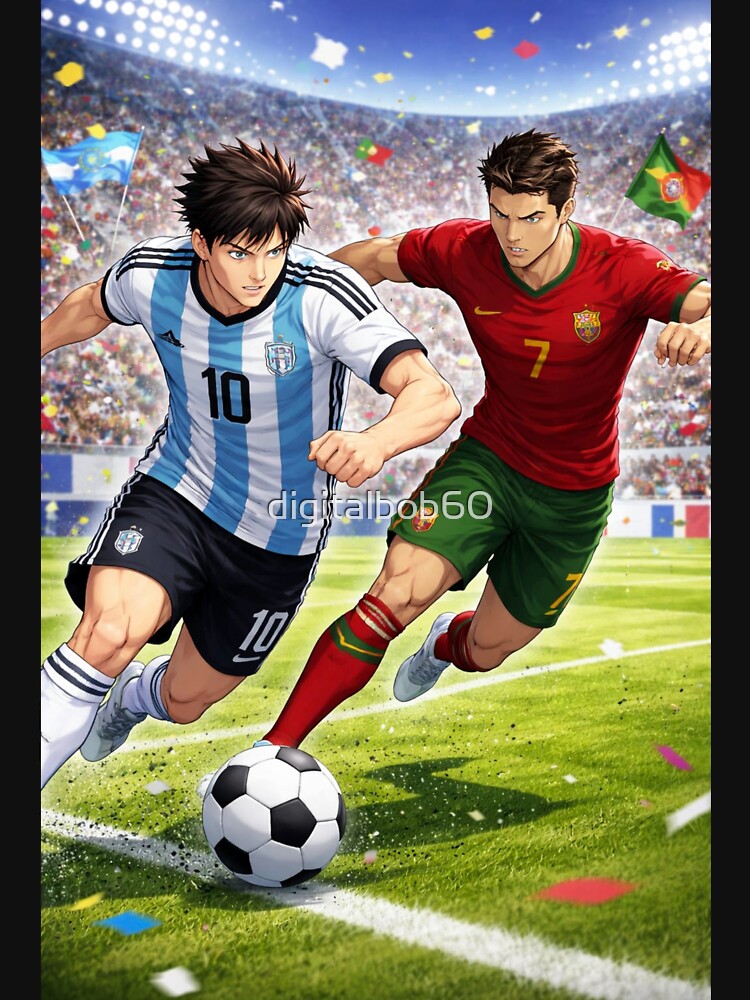 Anime Football Legends Clash Argentina vs Portugal Dynamic Match Art by digitalbob60