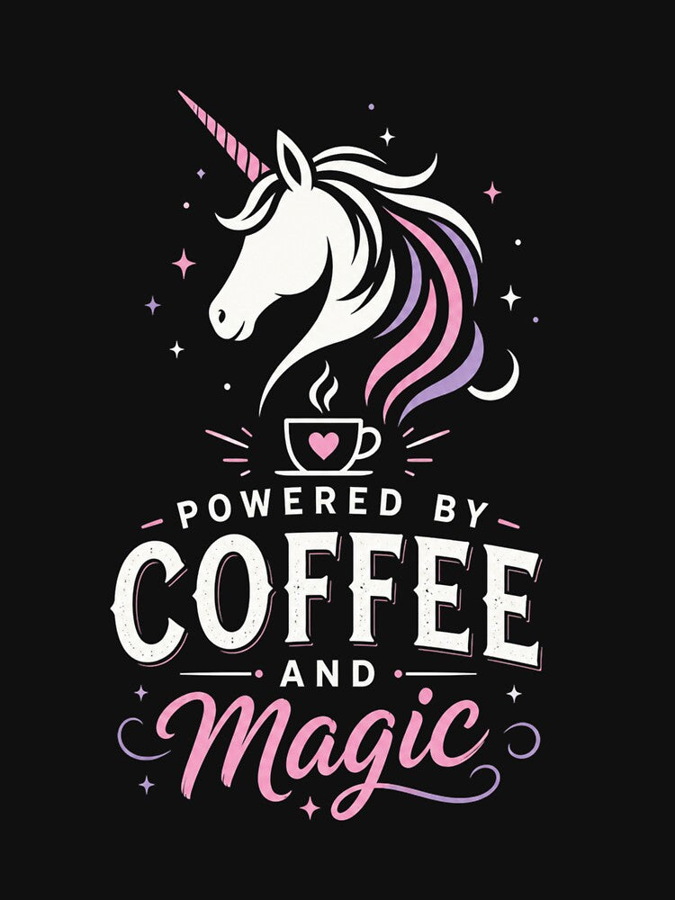 Powered by Coffee and Magic – Unicorn Humor Color by CtrlAltLaugh