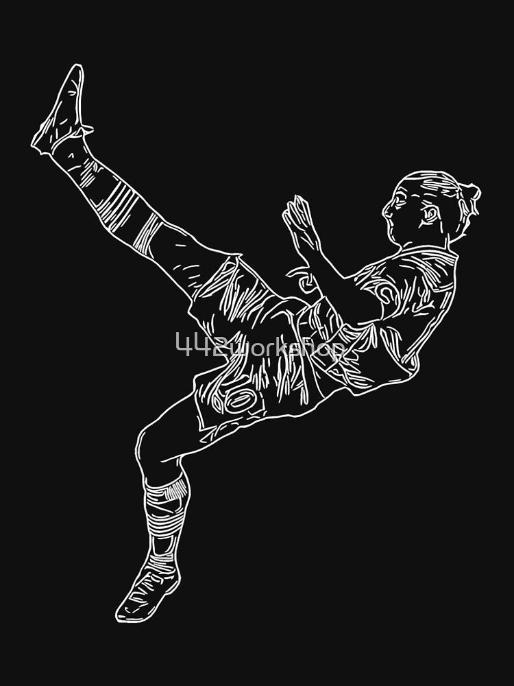 Zlatan Ibrahimovic Bicycle Karate Kick Sweden goal Line Art White minimal by 442workshop