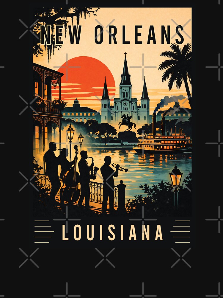 Experience Jazz Culture and Iconic Architecture of New Orleans in Louisiana - Travel Art by turtlestart
