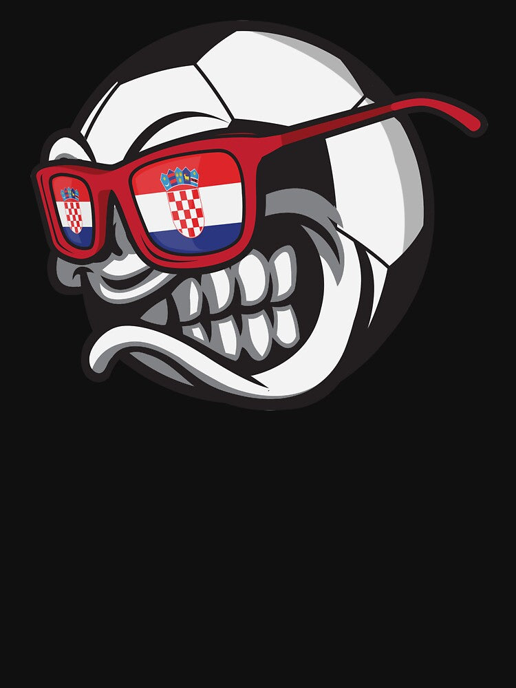 Croatia Angry Soccer Ball with Sunglasses Croatian Fan Accessoires by festivalshirt