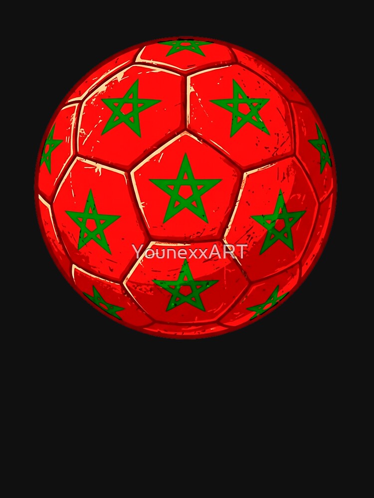 Morocco Football Flag Ball Vintage Soccer Design by YounexxART