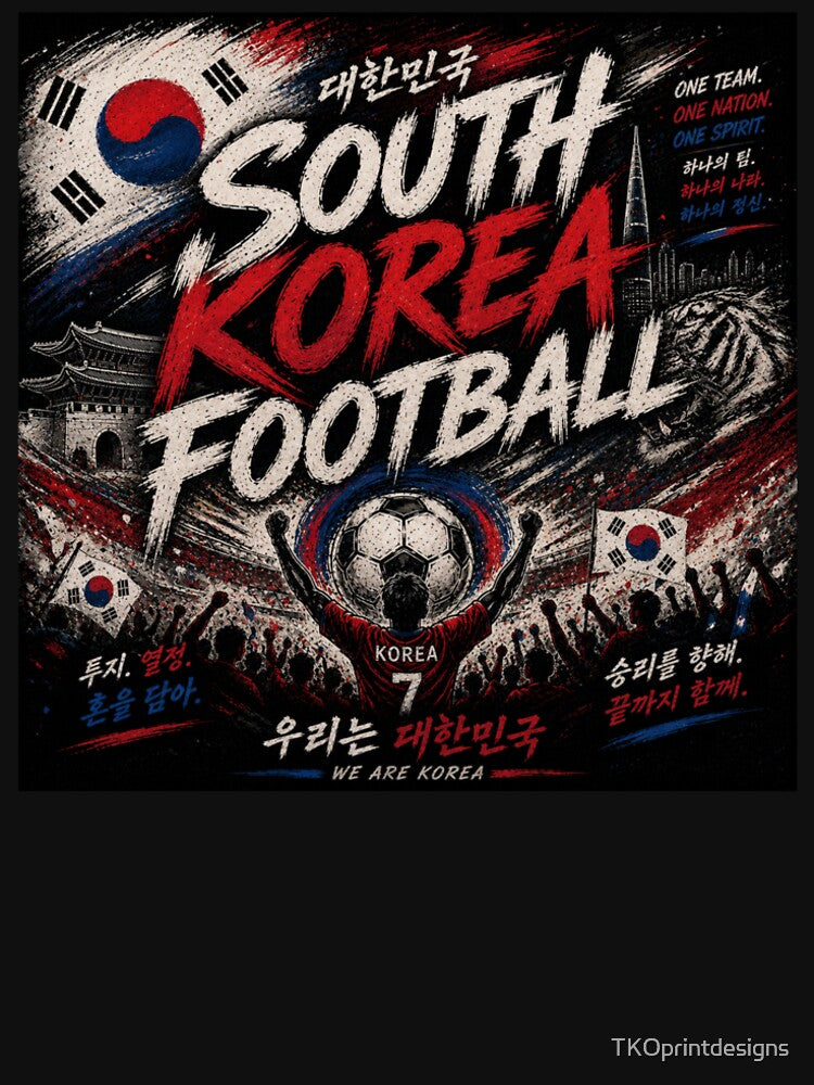 South Korea Football Typography Design | Modern Soccer Fan Artwork by TKOprintdesigns