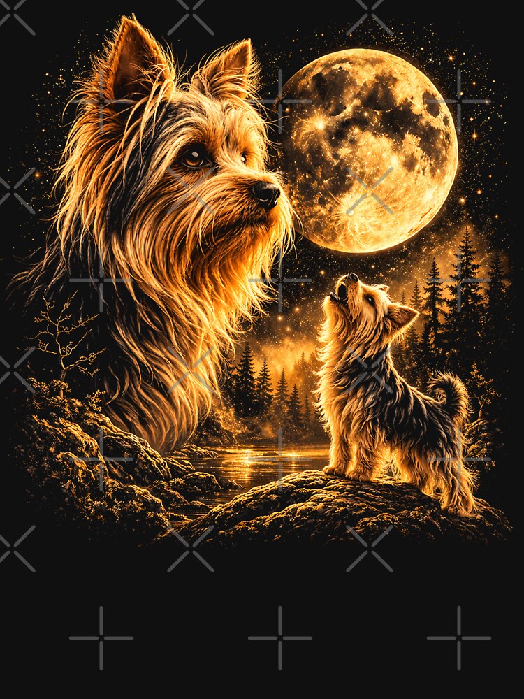 Yorkie Howling to The Moon Vintage 90s Retro Yorkie Graphic by will freed18