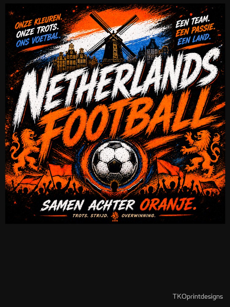 Netherlands Football Typography Design | Dutch Soccer Fan Artwork by TKOprintdesigns