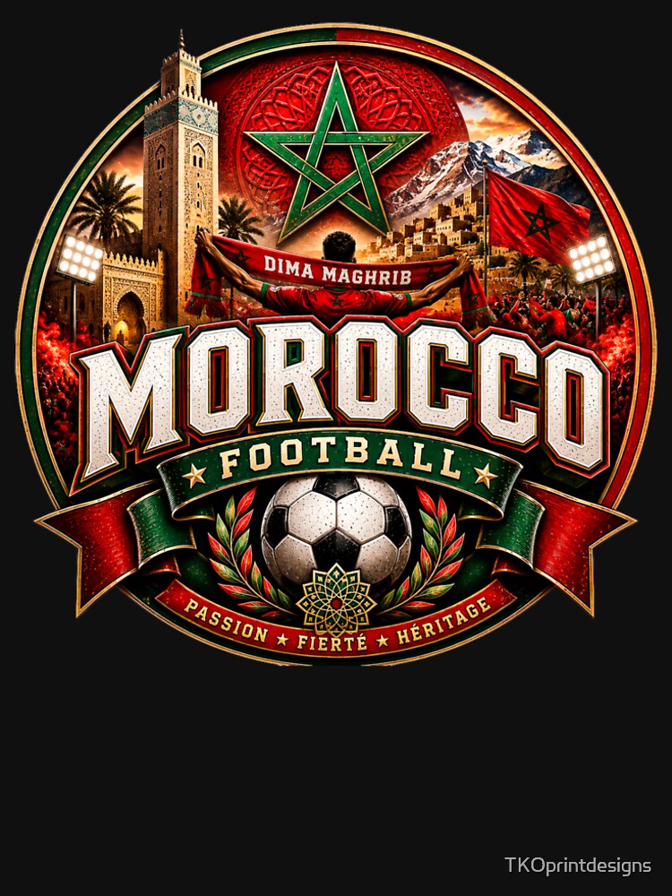 Morocco Football Badge Logo – Hardcore Soccer Fan Design by TKOprintdesigns
