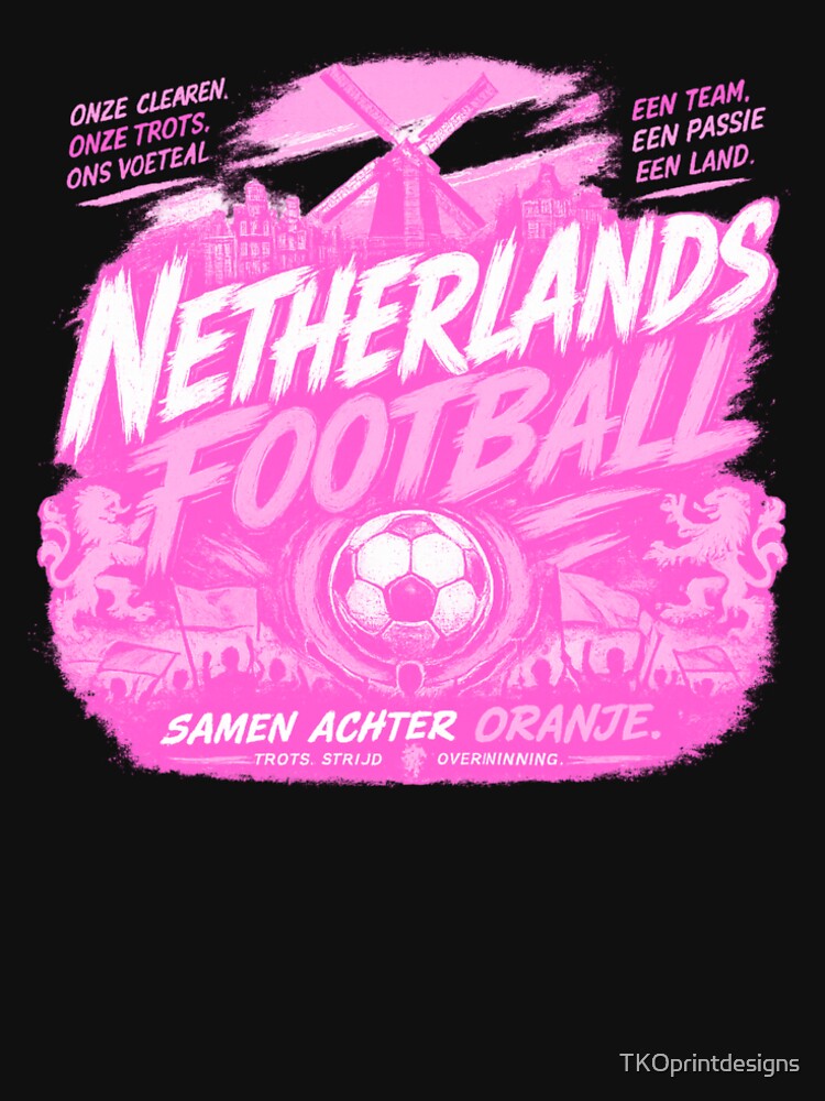 Netherlands Football Pink Typography Design | Dutch Soccer Fan Artwork by TKOprintdesigns