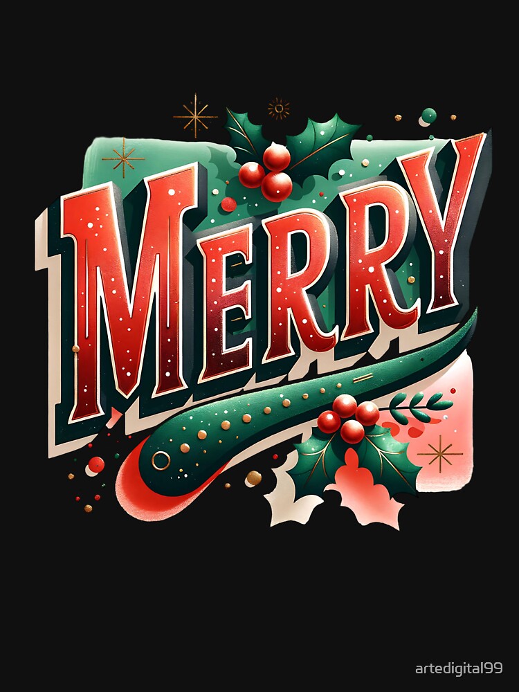 Merry Christmas Varsity Letters – Festive Holiday Design by artedigital99