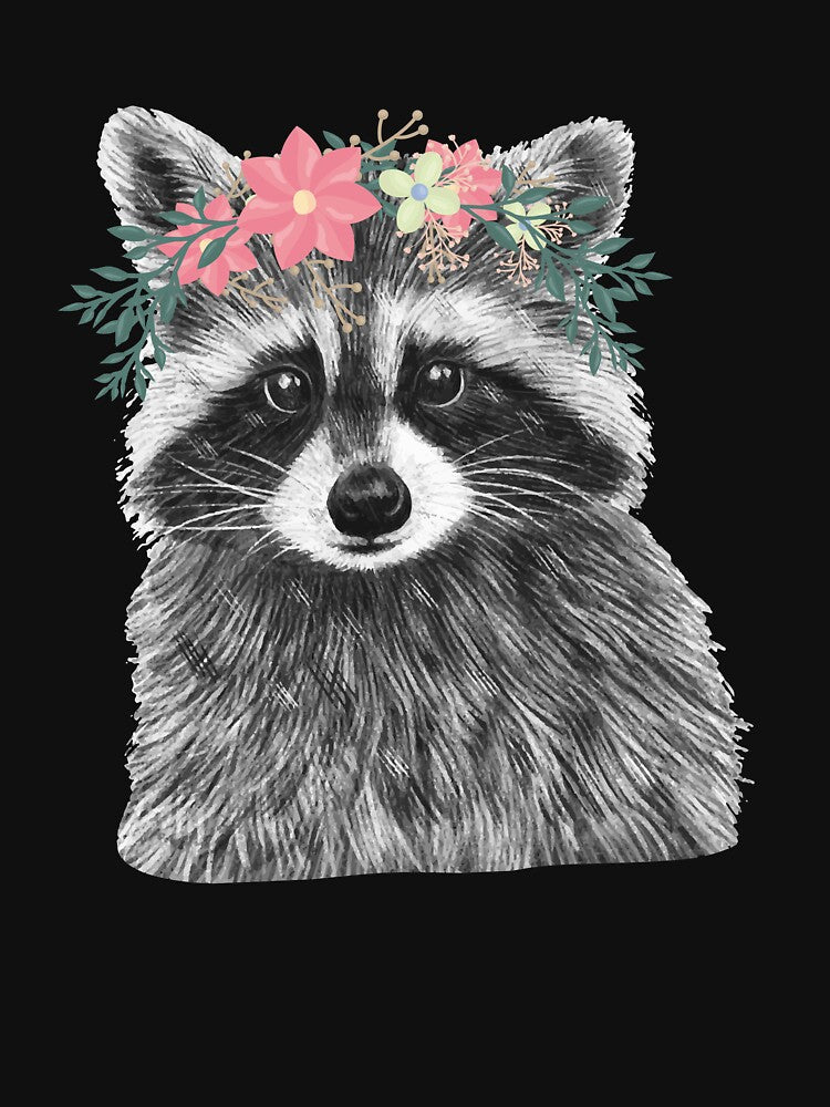 Raccoon Floral Crown Flowers Funny Cute Animal Raccoon Gift by Tee-md93