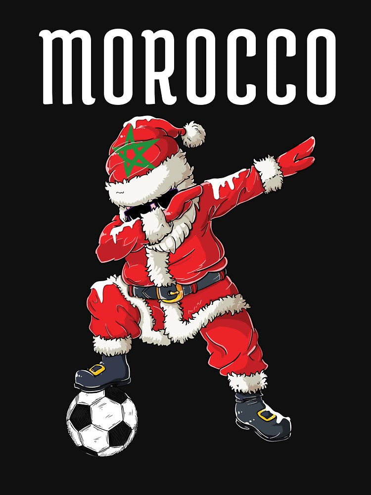 Dabbing Santa with Moroccan Flag Gift Soccer Team For Morocco Fans- Christmas by ollalla