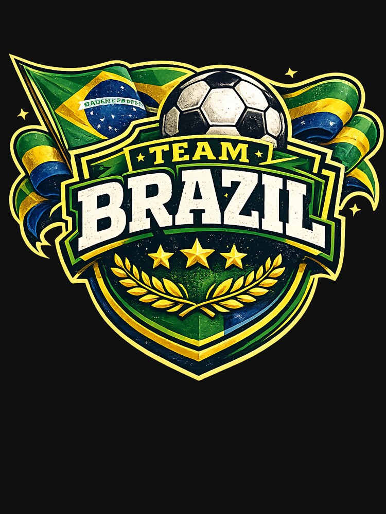 Team Brazil Soccer Crest Vintage Football by PACS0011