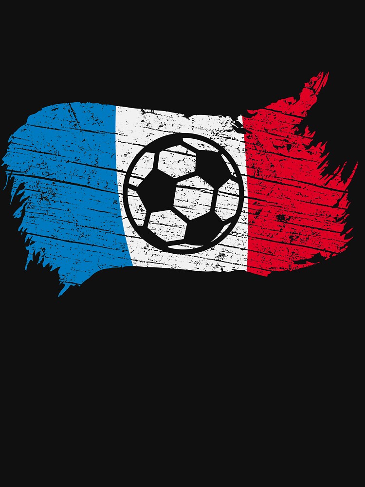 Vintage French National Flag & Soccer Ball Design Cool Gift For France Lovers Tourists Souvenir Cool National French Football Fans Gift by FunnySunny T-Shirts