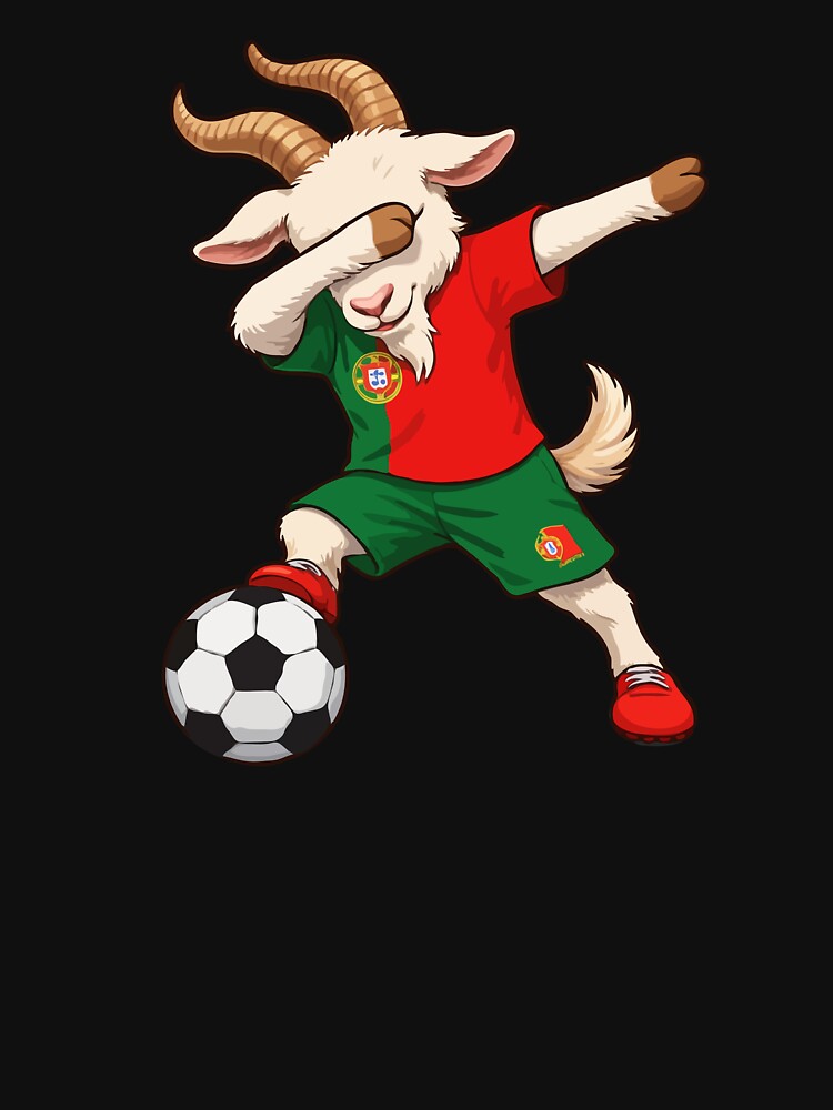 Dabbing Goat Playing Soccer – Funny Football Mascot Portugal Fan Art | World Cup 2026 Vibes by BrainBubbleArt