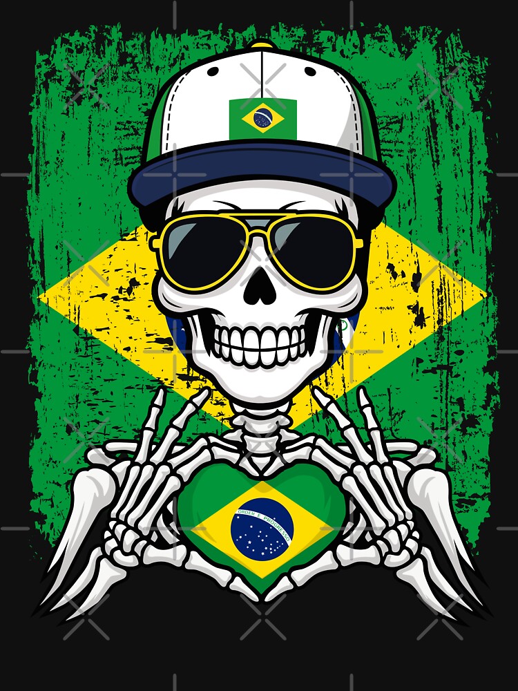 Brazil Football Skeleton - Brazilian Pride & Soccer Art Tee by Colorful Designs