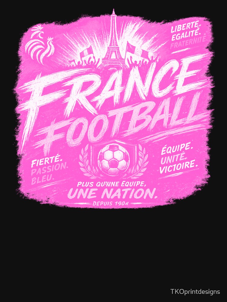France Football Pink Typography Design | Modern National Soccer Artwork by TKOprintdesigns