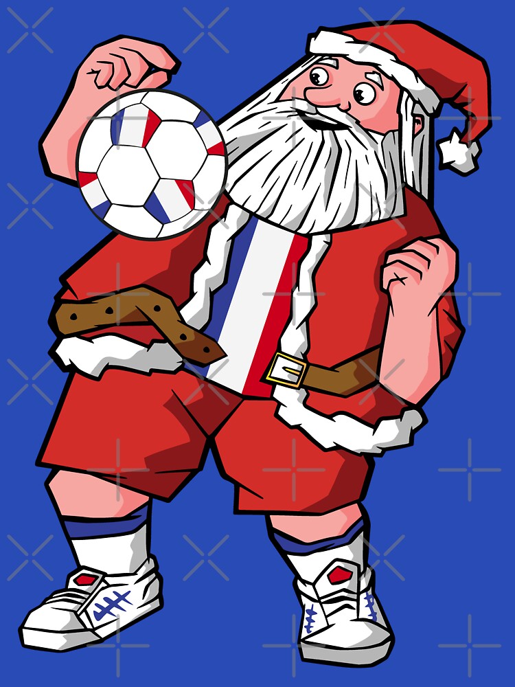 Santa Playing Football Father Christmas France Flag Kids, Mens, Womens. by pipsmerch